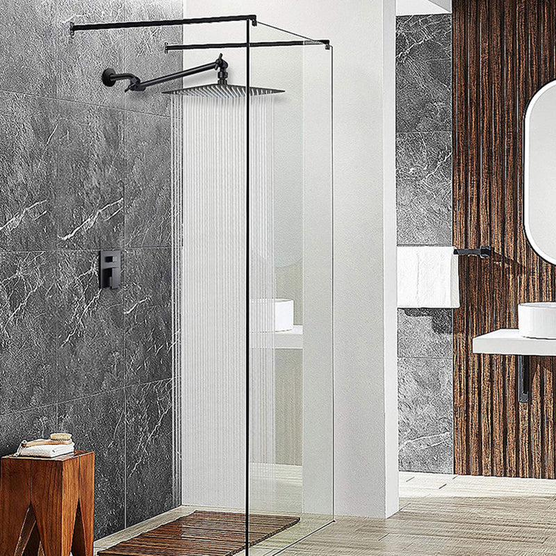 Stainless Steel Fixed Shower Head Rain Fall Wall-Mount Showerhead with Extension Arm Clearhalo 'Bathroom Remodel & Bathroom Fixtures' 'Home Improvement' 'home_improvement' 'home_improvement_shower_heads' 'Shower Heads' 'shower_heads' 'Showers & Bathtubs Plumbing' 'Showers & Bathtubs' 6423696
