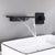 Wall Mounted Metal Waterfall Tub Filler Low Arc Bathroom Faucet Black Hand Shower Not Included Clearhalo 'Bathroom Remodel & Bathroom Fixtures' 'Bathtub Faucets' 'bathtub_faucets' 'Home Improvement' 'home_improvement' 'home_improvement_bathtub_faucets' 6423753