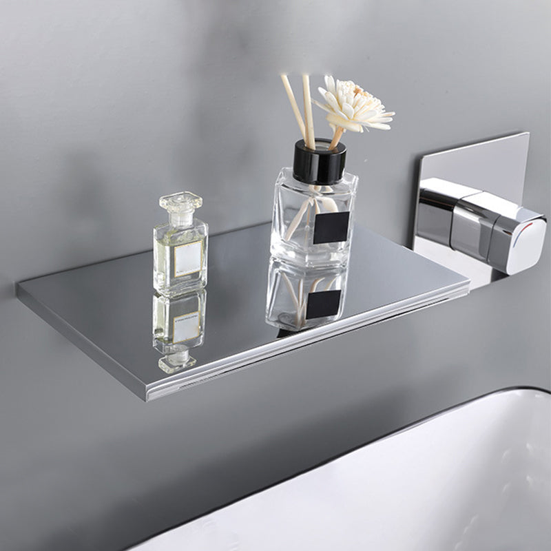 Wall Mounted Metal Waterfall Tub Filler Low Arc Bathroom Faucet Clearhalo 'Bathroom Remodel & Bathroom Fixtures' 'Bathtub Faucets' 'bathtub_faucets' 'Home Improvement' 'home_improvement' 'home_improvement_bathtub_faucets' 6423762