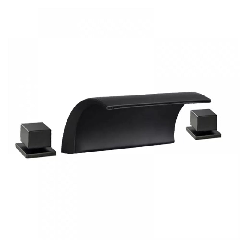Contemporary Bath Faucet Trim Metal Deck Mounted Bathroom Faucet Black 3 Hole Faucets Clearhalo 'Bathroom Remodel & Bathroom Fixtures' 'Bathtub Faucets' 'bathtub_faucets' 'Home Improvement' 'home_improvement' 'home_improvement_bathtub_faucets' 6423800