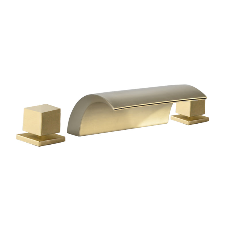 Contemporary Bath Faucet Trim Metal Deck Mounted Bathroom Faucet Gold 3 Hole Faucets Clearhalo 'Bathroom Remodel & Bathroom Fixtures' 'Bathtub Faucets' 'bathtub_faucets' 'Home Improvement' 'home_improvement' 'home_improvement_bathtub_faucets' 6423805