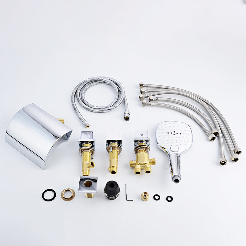 Contemporary Bath Faucet Trim Metal Deck Mounted Bathroom Faucet Clearhalo 'Bathroom Remodel & Bathroom Fixtures' 'Bathtub Faucets' 'bathtub_faucets' 'Home Improvement' 'home_improvement' 'home_improvement_bathtub_faucets' 6423818