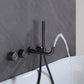 Modern Wall Mounted Metal Tub Filler Trim Low Arc Bathroom Faucet Clearhalo 'Bathroom Remodel & Bathroom Fixtures' 'Bathtub Faucets' 'bathtub_faucets' 'Home Improvement' 'home_improvement' 'home_improvement_bathtub_faucets' 6423832