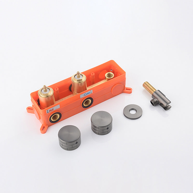 Modern Wall Mounted Metal Tub Filler Trim Low Arc Bathroom Faucet Clearhalo 'Bathroom Remodel & Bathroom Fixtures' 'Bathtub Faucets' 'bathtub_faucets' 'Home Improvement' 'home_improvement' 'home_improvement_bathtub_faucets' 6423837