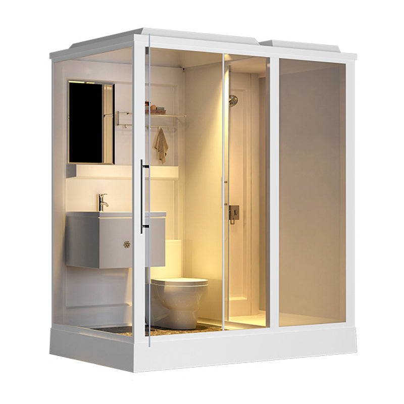 Single Sliding Shower Stall 91" H Framed Rectangle Shower Stall with White Base Clearhalo 'Bathroom Remodel & Bathroom Fixtures' 'Home Improvement' 'home_improvement' 'home_improvement_shower_stalls_enclosures' 'Shower Stalls & Enclosures' 'shower_stalls_enclosures' 'Showers & Bathtubs' 6423852