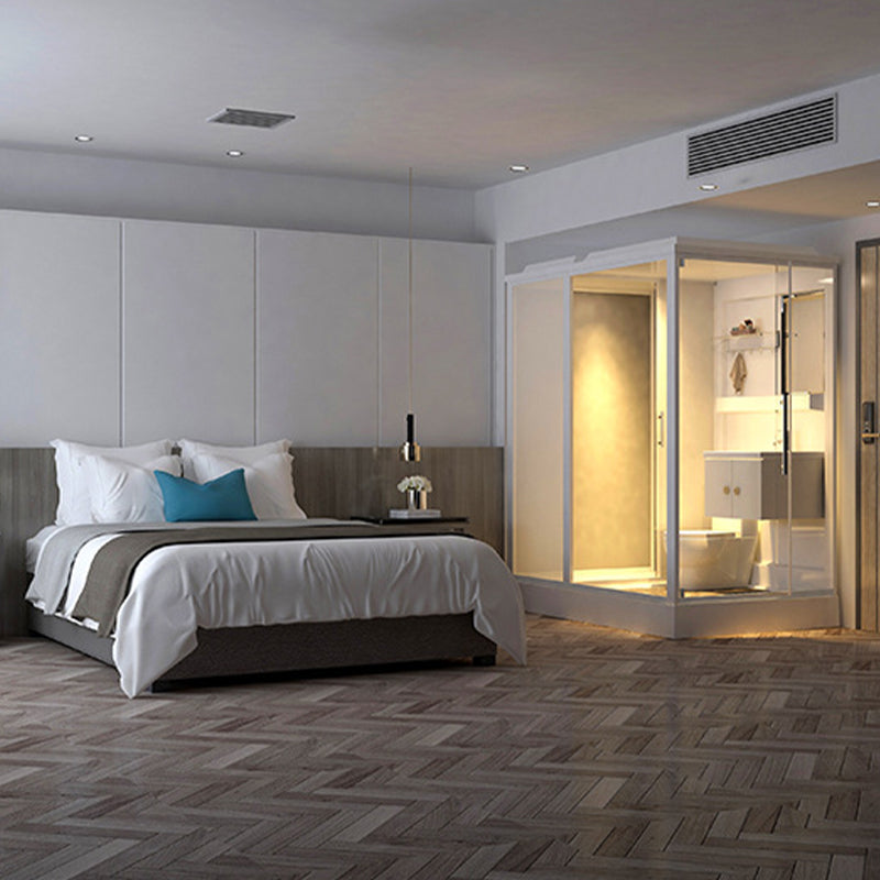 Single Sliding Shower Stall 91" H Framed Rectangle Shower Stall with White Base Clearhalo 'Bathroom Remodel & Bathroom Fixtures' 'Home Improvement' 'home_improvement' 'home_improvement_shower_stalls_enclosures' 'Shower Stalls & Enclosures' 'shower_stalls_enclosures' 'Showers & Bathtubs' 6423853