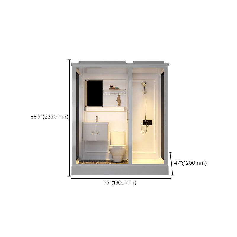 Single Sliding Shower Stall 91" H Framed Rectangle Shower Stall with White Base Clearhalo 'Bathroom Remodel & Bathroom Fixtures' 'Home Improvement' 'home_improvement' 'home_improvement_shower_stalls_enclosures' 'Shower Stalls & Enclosures' 'shower_stalls_enclosures' 'Showers & Bathtubs' 6423858