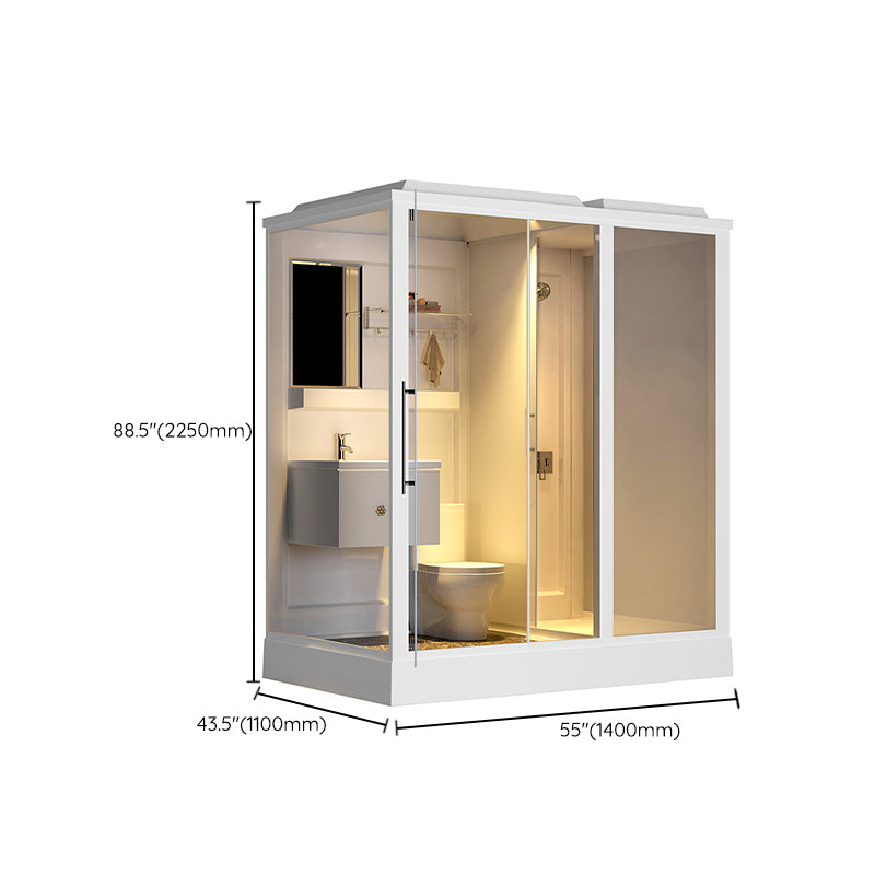 Single Sliding Shower Stall 91" H Framed Rectangle Shower Stall with White Base Clearhalo 'Bathroom Remodel & Bathroom Fixtures' 'Home Improvement' 'home_improvement' 'home_improvement_shower_stalls_enclosures' 'Shower Stalls & Enclosures' 'shower_stalls_enclosures' 'Showers & Bathtubs' 6423859