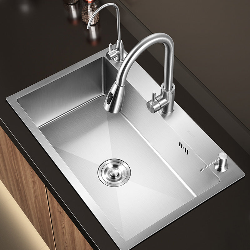 Contemporary Style Kitchen Sink Stainless Steel Colorfast Drop-In Kitchen Sink Clearhalo 'Home Improvement' 'home_improvement' 'home_improvement_kitchen_sinks' 'Kitchen Remodel & Kitchen Fixtures' 'Kitchen Sinks & Faucet Components' 'Kitchen Sinks' 'kitchen_sinks' 6424875