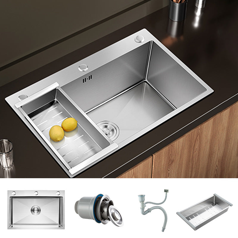 Contemporary Style Kitchen Sink Stainless Steel Colorfast Drop-In Kitchen Sink Sink Only None Clearhalo 'Home Improvement' 'home_improvement' 'home_improvement_kitchen_sinks' 'Kitchen Remodel & Kitchen Fixtures' 'Kitchen Sinks & Faucet Components' 'Kitchen Sinks' 'kitchen_sinks' 6424876