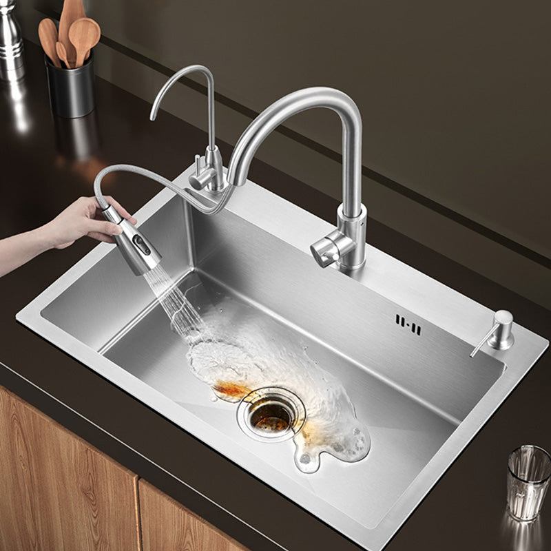 Contemporary Style Kitchen Sink Stainless Steel Colorfast Drop-In Kitchen Sink Clearhalo 'Home Improvement' 'home_improvement' 'home_improvement_kitchen_sinks' 'Kitchen Remodel & Kitchen Fixtures' 'Kitchen Sinks & Faucet Components' 'Kitchen Sinks' 'kitchen_sinks' 6424881
