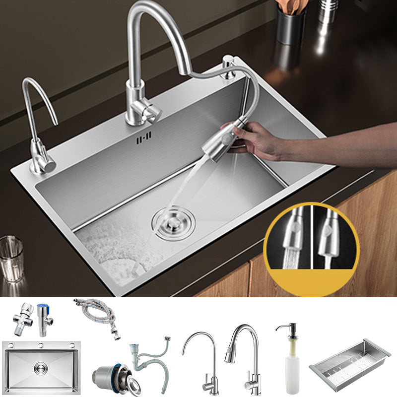 Contemporary Style Kitchen Sink Stainless Steel Colorfast Drop-In Kitchen Sink Sink with Faucet Double Tap for Water Purification Clearhalo 'Home Improvement' 'home_improvement' 'home_improvement_kitchen_sinks' 'Kitchen Remodel & Kitchen Fixtures' 'Kitchen Sinks & Faucet Components' 'Kitchen Sinks' 'kitchen_sinks' 6424883