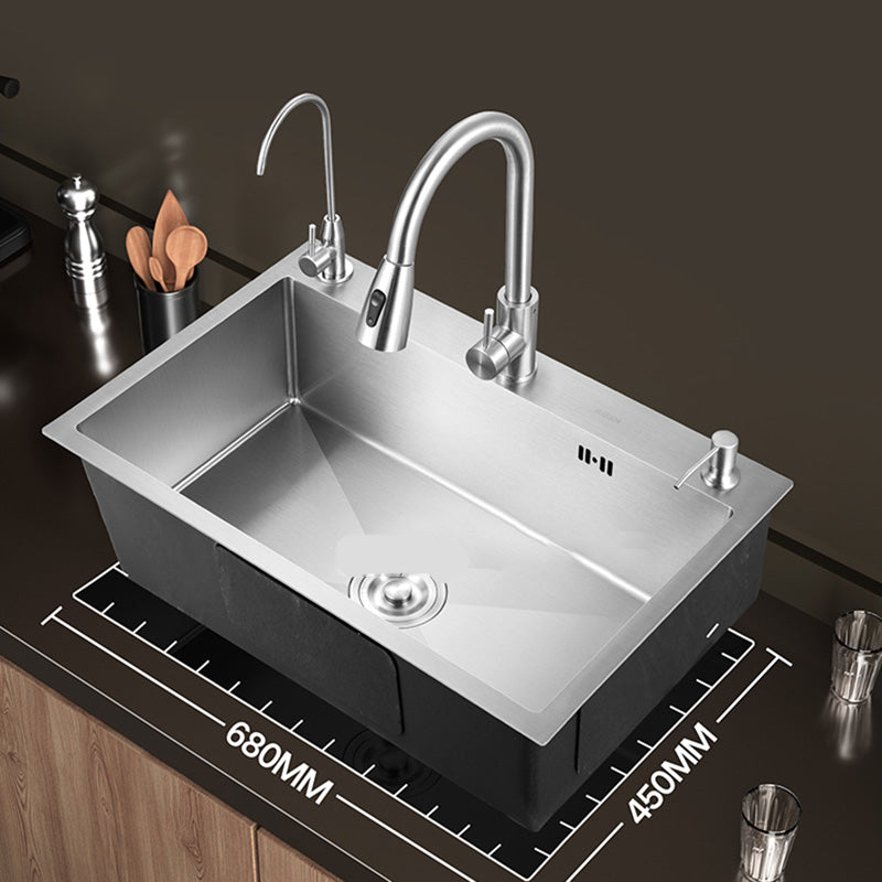 Contemporary Style Kitchen Sink Stainless Steel Colorfast Drop-In Kitchen Sink Clearhalo 'Home Improvement' 'home_improvement' 'home_improvement_kitchen_sinks' 'Kitchen Remodel & Kitchen Fixtures' 'Kitchen Sinks & Faucet Components' 'Kitchen Sinks' 'kitchen_sinks' 6424886