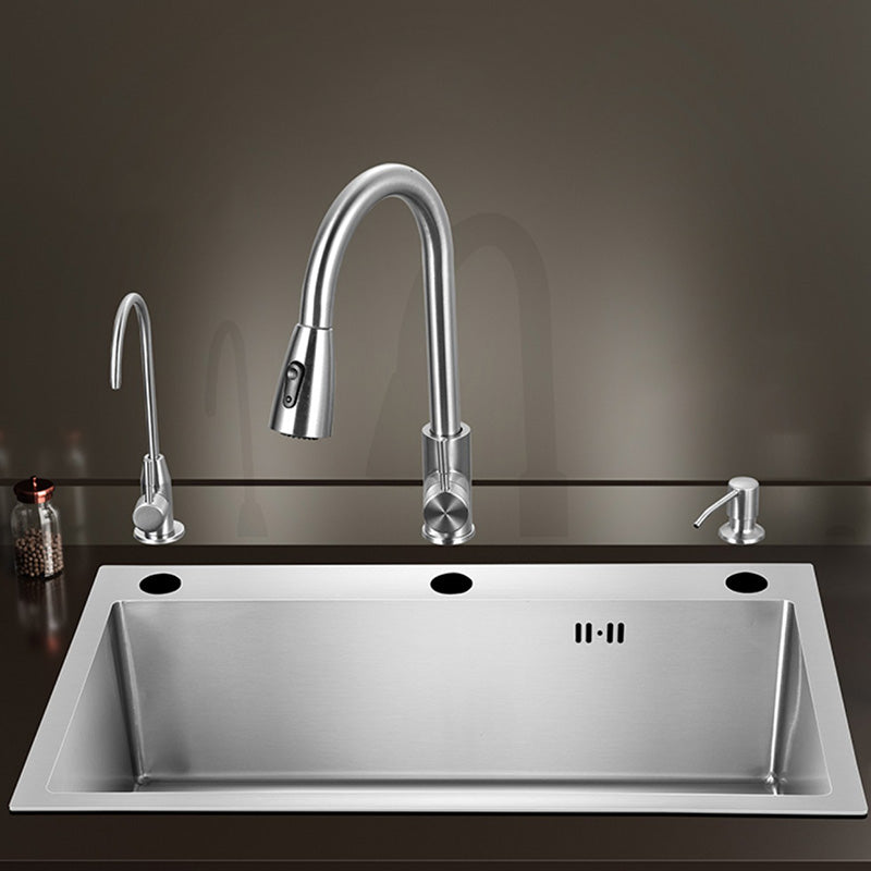 Contemporary Style Kitchen Sink Stainless Steel Colorfast Drop-In Kitchen Sink Clearhalo 'Home Improvement' 'home_improvement' 'home_improvement_kitchen_sinks' 'Kitchen Remodel & Kitchen Fixtures' 'Kitchen Sinks & Faucet Components' 'Kitchen Sinks' 'kitchen_sinks' 6424893