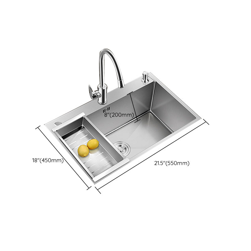 Contemporary Style Kitchen Sink Stainless Steel Colorfast Drop-In Kitchen Sink Clearhalo 'Home Improvement' 'home_improvement' 'home_improvement_kitchen_sinks' 'Kitchen Remodel & Kitchen Fixtures' 'Kitchen Sinks & Faucet Components' 'Kitchen Sinks' 'kitchen_sinks' 6424899