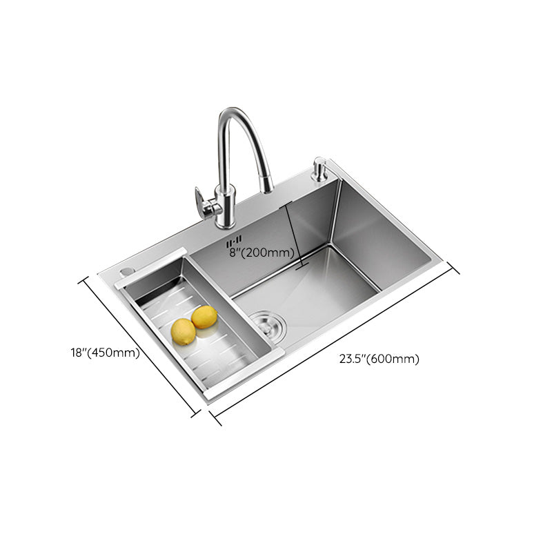 Contemporary Style Kitchen Sink Stainless Steel Colorfast Drop-In Kitchen Sink Clearhalo 'Home Improvement' 'home_improvement' 'home_improvement_kitchen_sinks' 'Kitchen Remodel & Kitchen Fixtures' 'Kitchen Sinks & Faucet Components' 'Kitchen Sinks' 'kitchen_sinks' 6424903