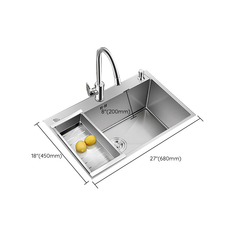 Contemporary Style Kitchen Sink Stainless Steel Colorfast Drop-In Kitchen Sink Clearhalo 'Home Improvement' 'home_improvement' 'home_improvement_kitchen_sinks' 'Kitchen Remodel & Kitchen Fixtures' 'Kitchen Sinks & Faucet Components' 'Kitchen Sinks' 'kitchen_sinks' 6424907