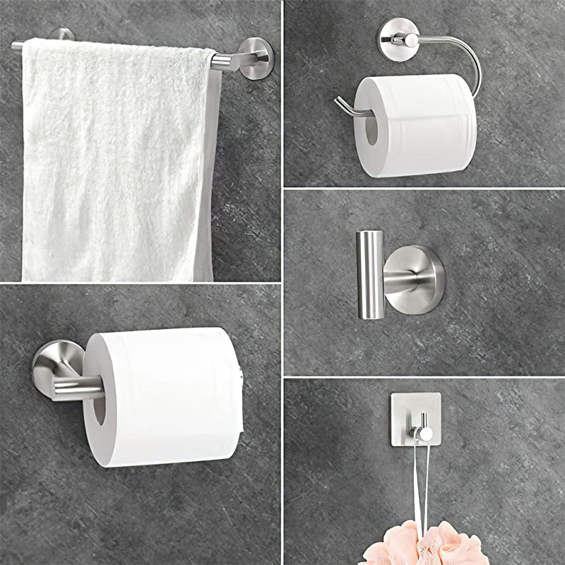 Metal Simple Bathroom Accessory as Individual or as a Set in Silver Clearhalo 'Bathroom Hardware Sets' 'Bathroom Hardware' 'Bathroom Remodel & Bathroom Fixtures' 'bathroom_hardware_sets' 'Home Improvement' 'home_improvement' 'home_improvement_bathroom_hardware_sets' 6426313