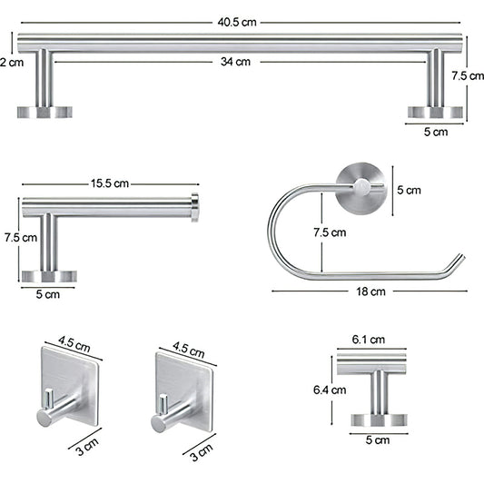 Metal Simple Bathroom Accessory as Individual or as a Set in Silver Clearhalo 'Bathroom Hardware Sets' 'Bathroom Hardware' 'Bathroom Remodel & Bathroom Fixtures' 'bathroom_hardware_sets' 'Home Improvement' 'home_improvement' 'home_improvement_bathroom_hardware_sets' 6426319