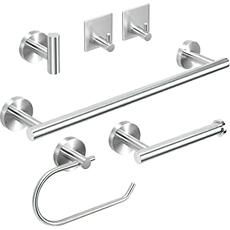 Metal Simple Bathroom Accessory as Individual or as a Set in Silver 6-Piece Set Clearhalo 'Bathroom Hardware Sets' 'Bathroom Hardware' 'Bathroom Remodel & Bathroom Fixtures' 'bathroom_hardware_sets' 'Home Improvement' 'home_improvement' 'home_improvement_bathroom_hardware_sets' 6426325