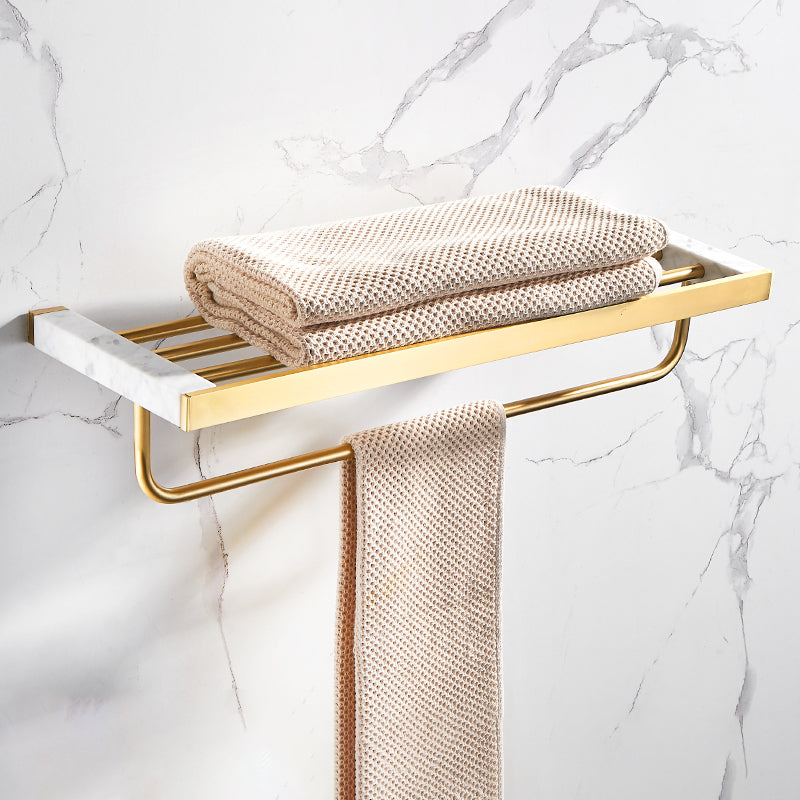 Metal and Marble Bathroom Accessory as Individual or as a Set in Gold Towel Rack Clearhalo 'Bathroom Hardware Sets' 'Bathroom Hardware' 'Bathroom Remodel & Bathroom Fixtures' 'bathroom_hardware_sets' 'Home Improvement' 'home_improvement' 'home_improvement_bathroom_hardware_sets' 6426334