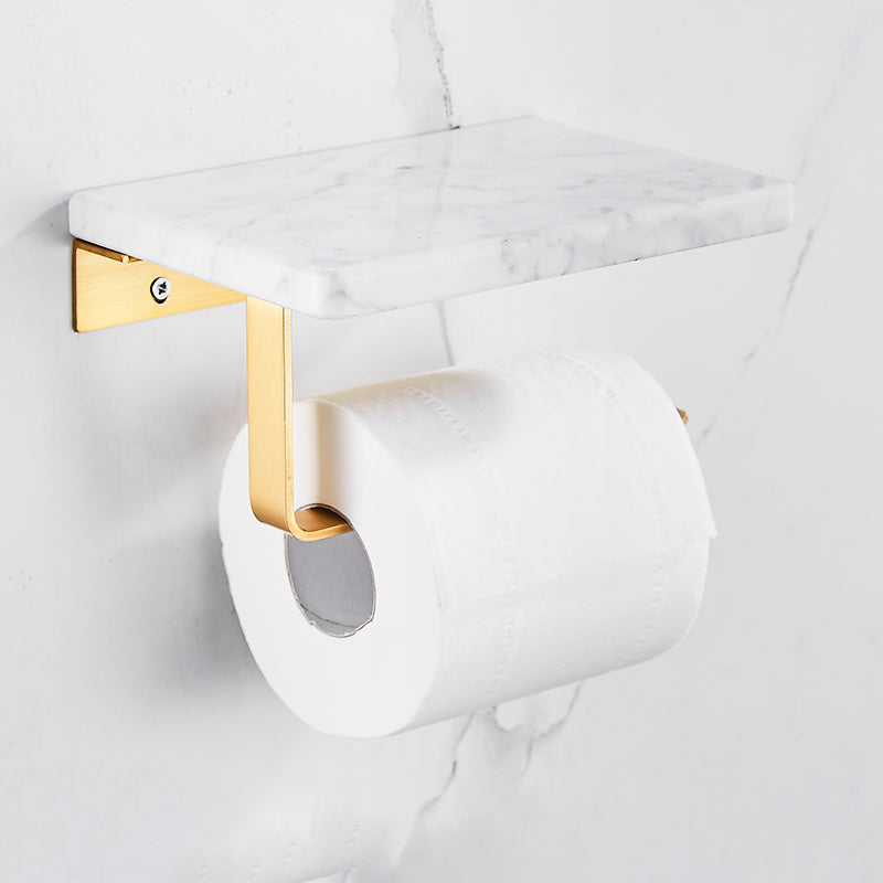 Metal and Marble Bathroom Accessory as Individual or as a Set in Gold Toilet Paper Holder Clearhalo 'Bathroom Hardware Sets' 'Bathroom Hardware' 'Bathroom Remodel & Bathroom Fixtures' 'bathroom_hardware_sets' 'Home Improvement' 'home_improvement' 'home_improvement_bathroom_hardware_sets' 6426340
