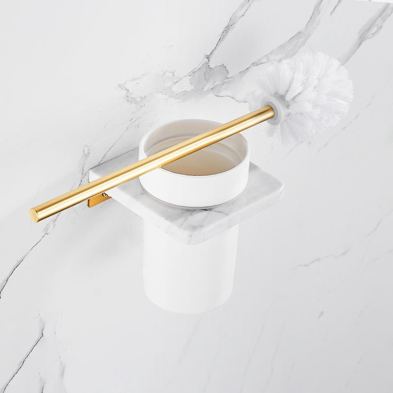 Metal and Marble Bathroom Accessory as Individual or as a Set in Gold Toilet Brush Clearhalo 'Bathroom Hardware Sets' 'Bathroom Hardware' 'Bathroom Remodel & Bathroom Fixtures' 'bathroom_hardware_sets' 'Home Improvement' 'home_improvement' 'home_improvement_bathroom_hardware_sets' 6426341
