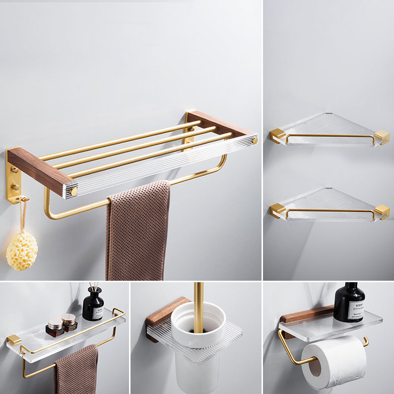 Metal Minimalist Bathroom Accessory as Individual or as a Set in Gold 6-Piece Set Clearhalo 'Bathroom Hardware Sets' 'Bathroom Hardware' 'Bathroom Remodel & Bathroom Fixtures' 'bathroom_hardware_sets' 'Home Improvement' 'home_improvement' 'home_improvement_bathroom_hardware_sets' 6426382