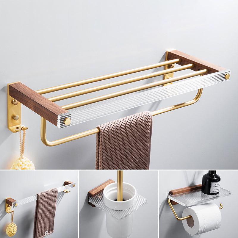 Metal Minimalist Bathroom Accessory as Individual or as a Set in Gold 4-Piece Set Clearhalo 'Bathroom Hardware Sets' 'Bathroom Hardware' 'Bathroom Remodel & Bathroom Fixtures' 'bathroom_hardware_sets' 'Home Improvement' 'home_improvement' 'home_improvement_bathroom_hardware_sets' 6426384