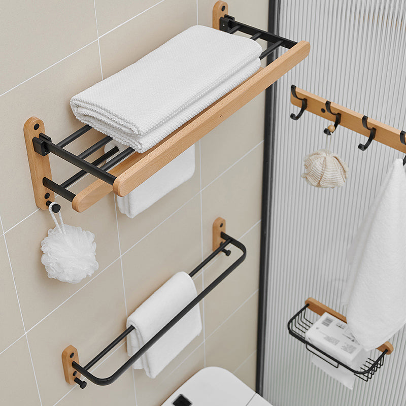 Metal and Wood Bathroom Accessory as Individual or as a Set in Black Clearhalo 'Bathroom Hardware Sets' 'Bathroom Hardware' 'Bathroom Remodel & Bathroom Fixtures' 'bathroom_hardware_sets' 'Home Improvement' 'home_improvement' 'home_improvement_bathroom_hardware_sets' 6426488