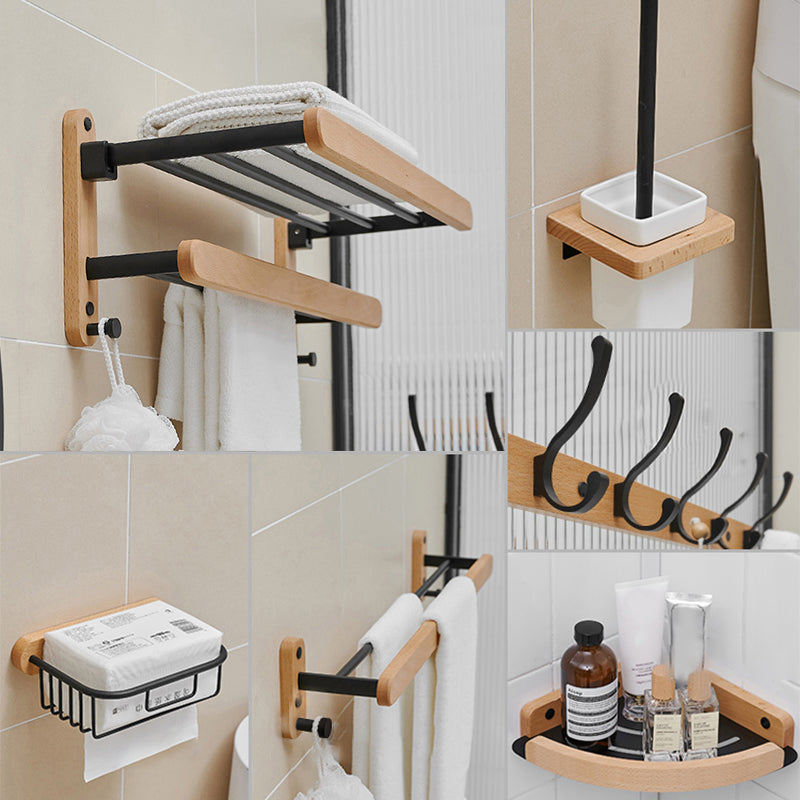Metal and Wood Bathroom Accessory as Individual or as a Set in Black 6-Piece Set Clearhalo 'Bathroom Hardware Sets' 'Bathroom Hardware' 'Bathroom Remodel & Bathroom Fixtures' 'bathroom_hardware_sets' 'Home Improvement' 'home_improvement' 'home_improvement_bathroom_hardware_sets' 6426492