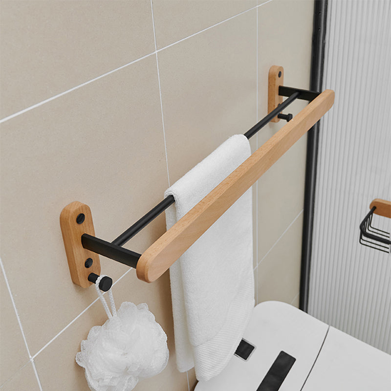 Metal and Wood Bathroom Accessory as Individual or as a Set in Black Clearhalo 'Bathroom Hardware Sets' 'Bathroom Hardware' 'Bathroom Remodel & Bathroom Fixtures' 'bathroom_hardware_sets' 'Home Improvement' 'home_improvement' 'home_improvement_bathroom_hardware_sets' 6426493