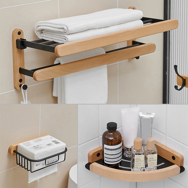 Metal and Wood Bathroom Accessory as Individual or as a Set in Black 3-Piece Set (Toilet Paper Holder) Clearhalo 'Bathroom Hardware Sets' 'Bathroom Hardware' 'Bathroom Remodel & Bathroom Fixtures' 'bathroom_hardware_sets' 'Home Improvement' 'home_improvement' 'home_improvement_bathroom_hardware_sets' 6426500