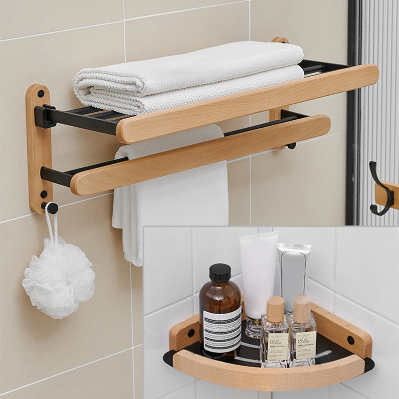Metal and Wood Bathroom Accessory as Individual or as a Set in Black 2-Piece Set Clearhalo 'Bathroom Hardware Sets' 'Bathroom Hardware' 'Bathroom Remodel & Bathroom Fixtures' 'bathroom_hardware_sets' 'Home Improvement' 'home_improvement' 'home_improvement_bathroom_hardware_sets' 6426504