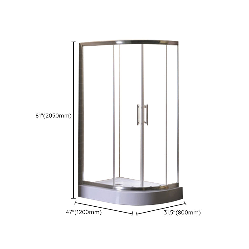 Corner Tempered Glass Shower Kit Silver Semi-Frameless Shower Kit Clearhalo 'Bathroom Remodel & Bathroom Fixtures' 'Home Improvement' 'home_improvement' 'home_improvement_shower_stalls_enclosures' 'Shower Stalls & Enclosures' 'shower_stalls_enclosures' 'Showers & Bathtubs' 6426540