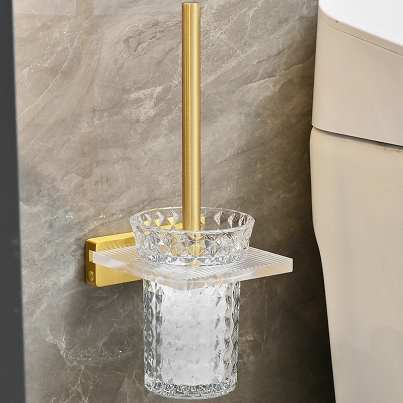 Metal and Acrylic Bathroom Accessory as Individual or as a Set in Gold Toilet Brush Clearhalo 'Bathroom Hardware Sets' 'Bathroom Hardware' 'Bathroom Remodel & Bathroom Fixtures' 'bathroom_hardware_sets' 'Home Improvement' 'home_improvement' 'home_improvement_bathroom_hardware_sets' 6426543