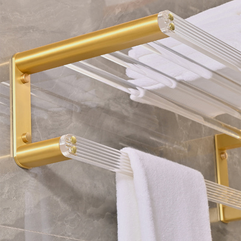 Metal and Acrylic Bathroom Accessory as Individual or as a Set in Gold Clearhalo 'Bathroom Hardware Sets' 'Bathroom Hardware' 'Bathroom Remodel & Bathroom Fixtures' 'bathroom_hardware_sets' 'Home Improvement' 'home_improvement' 'home_improvement_bathroom_hardware_sets' 6426551