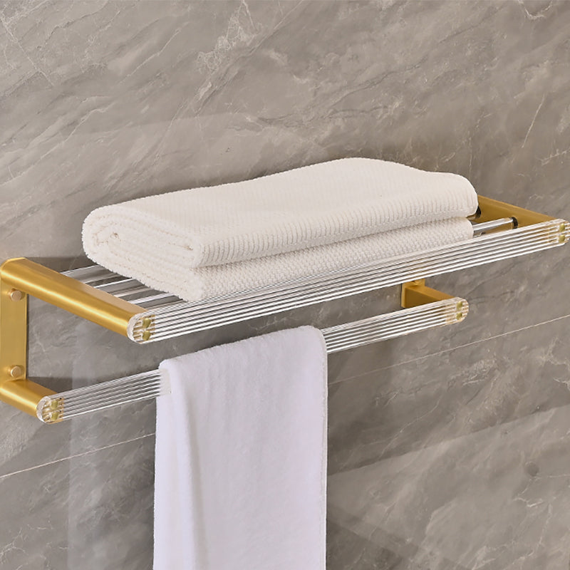 Metal and Acrylic Bathroom Accessory as Individual or as a Set in Gold Towel Rack Clearhalo 'Bathroom Hardware Sets' 'Bathroom Hardware' 'Bathroom Remodel & Bathroom Fixtures' 'bathroom_hardware_sets' 'Home Improvement' 'home_improvement' 'home_improvement_bathroom_hardware_sets' 6426563