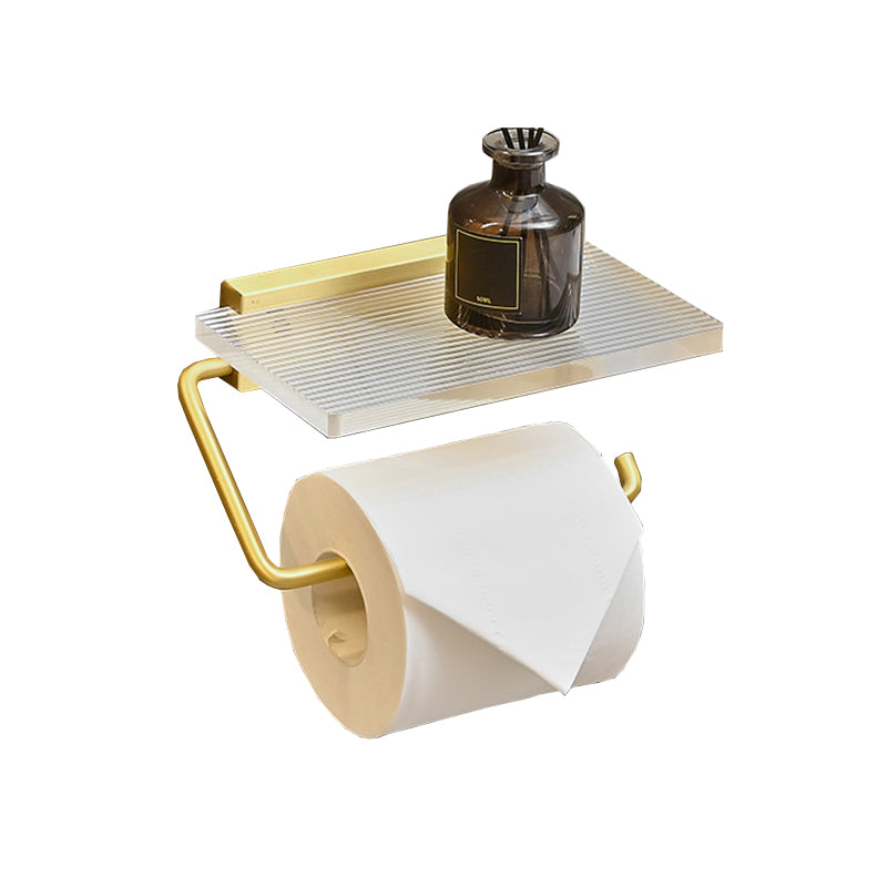 Metal and Acrylic Bathroom Accessory as Individual or as a Set in Gold Clearhalo 'Bathroom Hardware Sets' 'Bathroom Hardware' 'Bathroom Remodel & Bathroom Fixtures' 'bathroom_hardware_sets' 'Home Improvement' 'home_improvement' 'home_improvement_bathroom_hardware_sets' 6426564