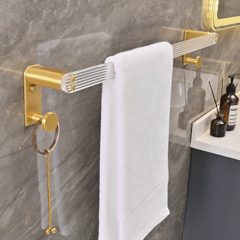 Metal and Acrylic Bathroom Accessory as Individual or as a Set in Gold Clearhalo 'Bathroom Hardware Sets' 'Bathroom Hardware' 'Bathroom Remodel & Bathroom Fixtures' 'bathroom_hardware_sets' 'Home Improvement' 'home_improvement' 'home_improvement_bathroom_hardware_sets' 6426569