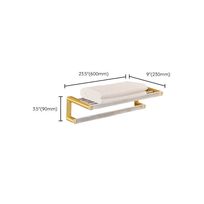 Metal and Acrylic Bathroom Accessory as Individual or as a Set in Gold Clearhalo 'Bathroom Hardware Sets' 'Bathroom Hardware' 'Bathroom Remodel & Bathroom Fixtures' 'bathroom_hardware_sets' 'Home Improvement' 'home_improvement' 'home_improvement_bathroom_hardware_sets' 6426573