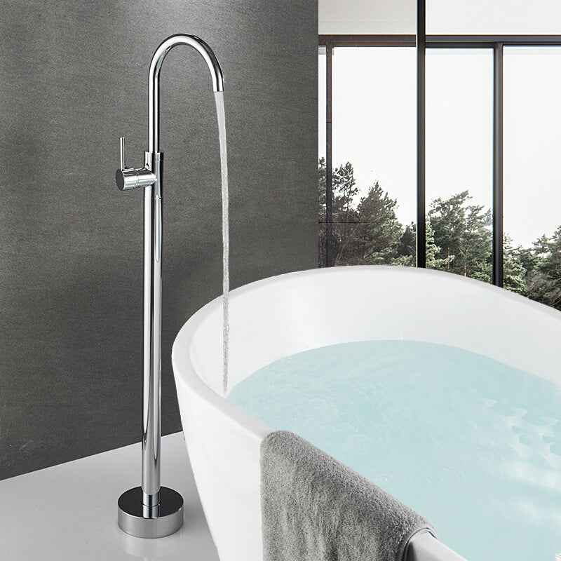 Modern Freestanding Tub Faucet Floor Mounted Lever Freestanding Tub Filler Trim Clearhalo 'Bathroom Remodel & Bathroom Fixtures' 'Bathtub Faucets' 'bathtub_faucets' 'Home Improvement' 'home_improvement' 'home_improvement_bathtub_faucets' 6426576