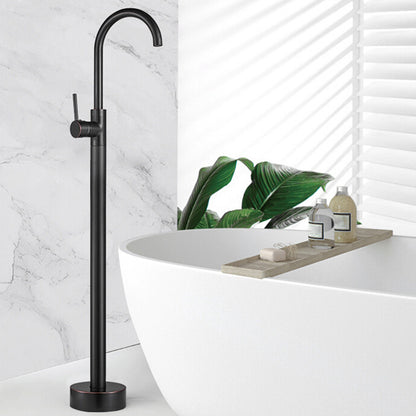 Modern Freestanding Tub Faucet Floor Mounted Lever Freestanding Tub Filler Trim Black Hand Shower Not Included Clearhalo 'Bathroom Remodel & Bathroom Fixtures' 'Bathtub Faucets' 'bathtub_faucets' 'Home Improvement' 'home_improvement' 'home_improvement_bathtub_faucets' 6426580