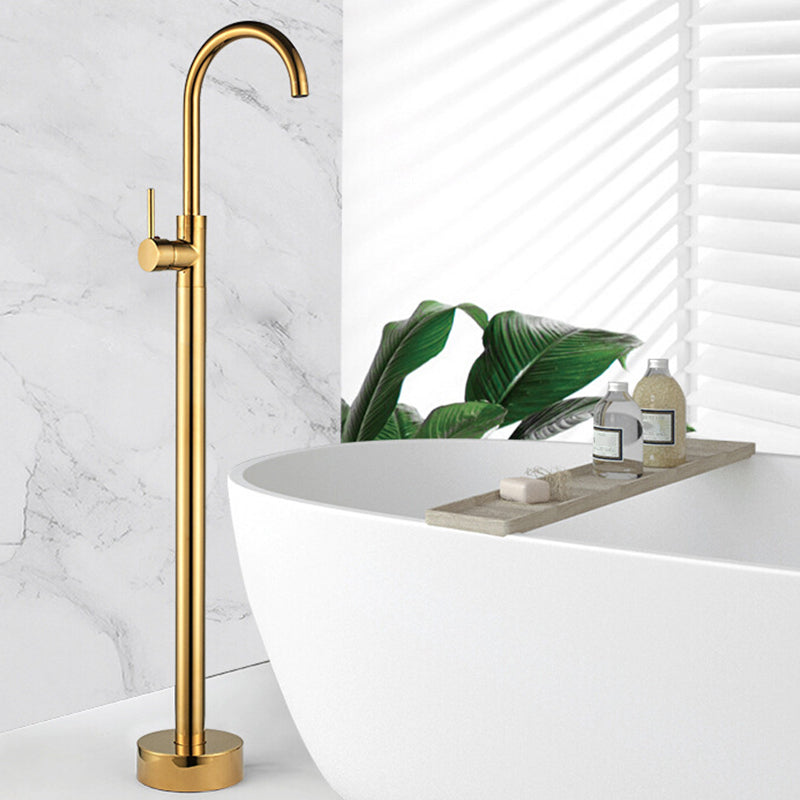 Modern Freestanding Tub Faucet Floor Mounted Lever Freestanding Tub Filler Trim Gold Hand Shower Not Included Clearhalo 'Bathroom Remodel & Bathroom Fixtures' 'Bathtub Faucets' 'bathtub_faucets' 'Home Improvement' 'home_improvement' 'home_improvement_bathtub_faucets' 6426582