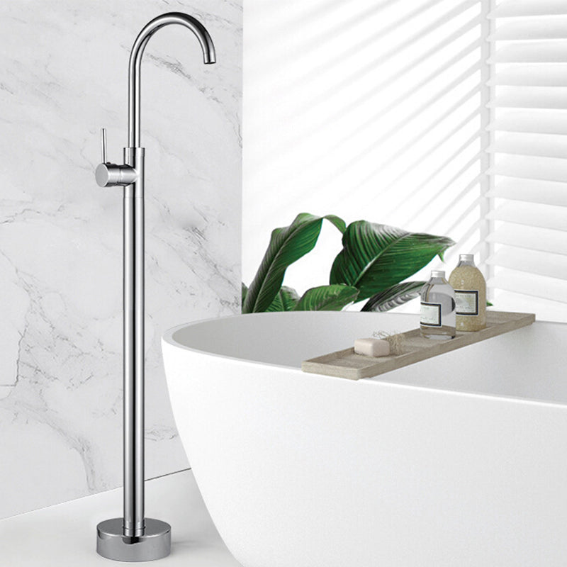 Modern Freestanding Tub Faucet Floor Mounted Lever Freestanding Tub Filler Trim Silver Hand Shower Not Included Clearhalo 'Bathroom Remodel & Bathroom Fixtures' 'Bathtub Faucets' 'bathtub_faucets' 'Home Improvement' 'home_improvement' 'home_improvement_bathtub_faucets' 6426584