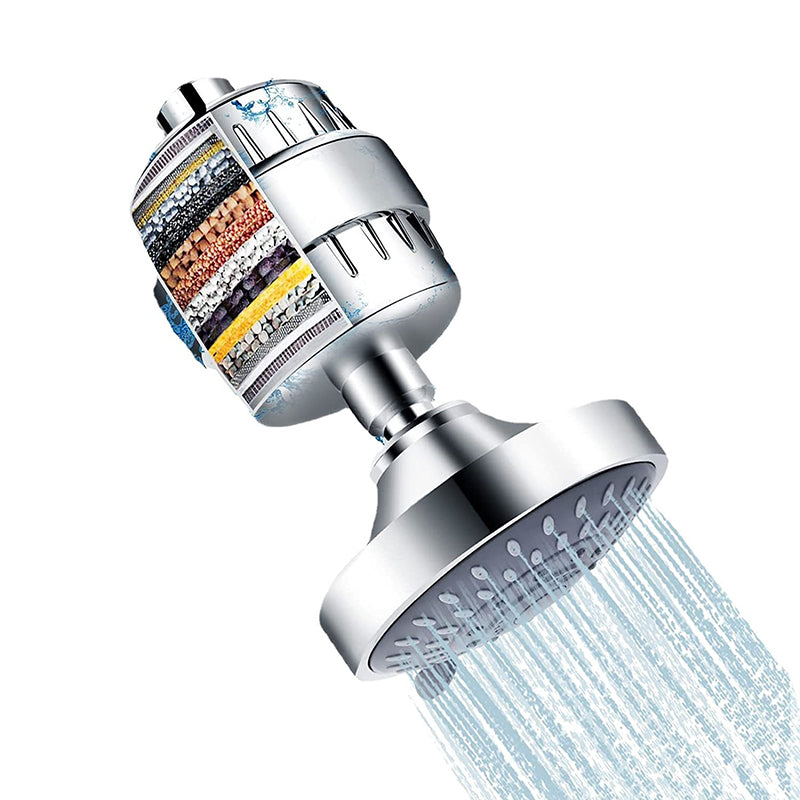 Modern Fixed Shower Head with Katalyst 4-inch Silver Wall-Mount Showerhead Shower & Filter Ball Clearhalo 'Bathroom Remodel & Bathroom Fixtures' 'Home Improvement' 'home_improvement' 'home_improvement_shower_heads' 'Shower Heads' 'shower_heads' 'Showers & Bathtubs Plumbing' 'Showers & Bathtubs' 6427837