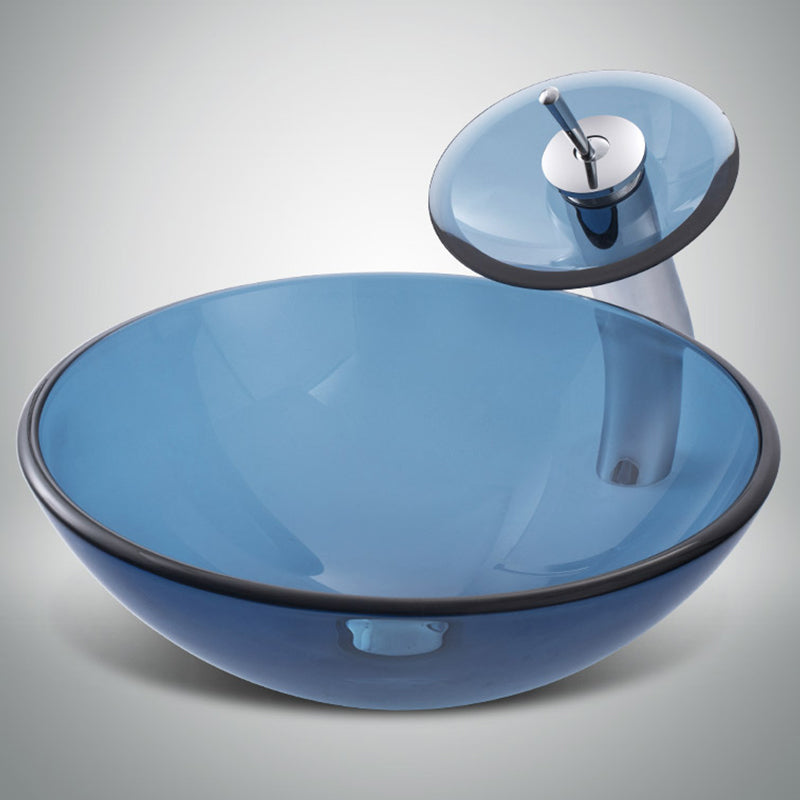 Modern Vessel Sink Oval Glass with Pop-Up Drain and Faucet Vessel Lavatory Sink Clearhalo 'Bathroom Remodel & Bathroom Fixtures' 'Bathroom Sinks & Faucet Components' 'Bathroom Sinks' 'bathroom_sink' 'Home Improvement' 'home_improvement' 'home_improvement_bathroom_sink' 6428040