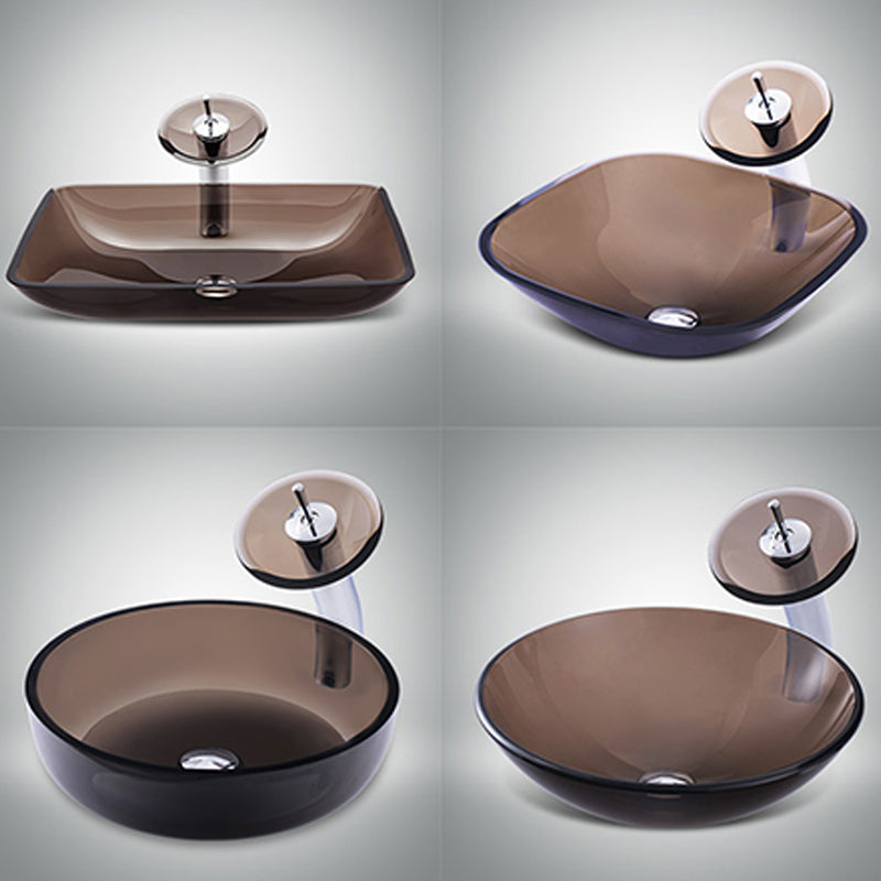 Modern Vessel Sink Oval Glass with Pop-Up Drain and Faucet Vessel Lavatory Sink Clearhalo 'Bathroom Remodel & Bathroom Fixtures' 'Bathroom Sinks & Faucet Components' 'Bathroom Sinks' 'bathroom_sink' 'Home Improvement' 'home_improvement' 'home_improvement_bathroom_sink' 6428053