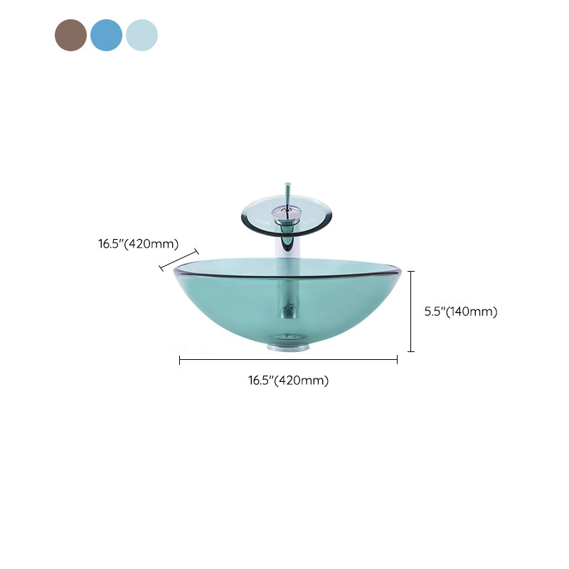Modern Vessel Sink Oval Glass with Pop-Up Drain and Faucet Vessel Lavatory Sink Clearhalo 'Bathroom Remodel & Bathroom Fixtures' 'Bathroom Sinks & Faucet Components' 'Bathroom Sinks' 'bathroom_sink' 'Home Improvement' 'home_improvement' 'home_improvement_bathroom_sink' 6428062