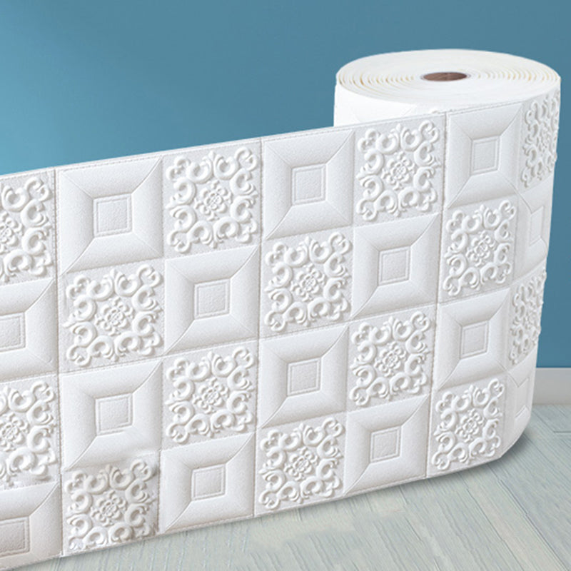 Modern Wall Ceiling 3D Embossed Peel and Stick Waterproof Wall Paneling in White Gloss White 0.16" Clearhalo 'Flooring 'Home Improvement' 'home_improvement' 'home_improvement_wall_paneling' 'Wall Paneling' 'wall_paneling' 'Walls & Ceilings' Walls and Ceiling' 6428168